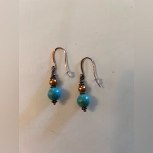 Blue and Gold Bohemian Dangle Earrings
